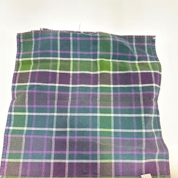 Pier 1 Green and Purple Plaid cotton table napkins 3 set 1990s - Picture 2 of 4